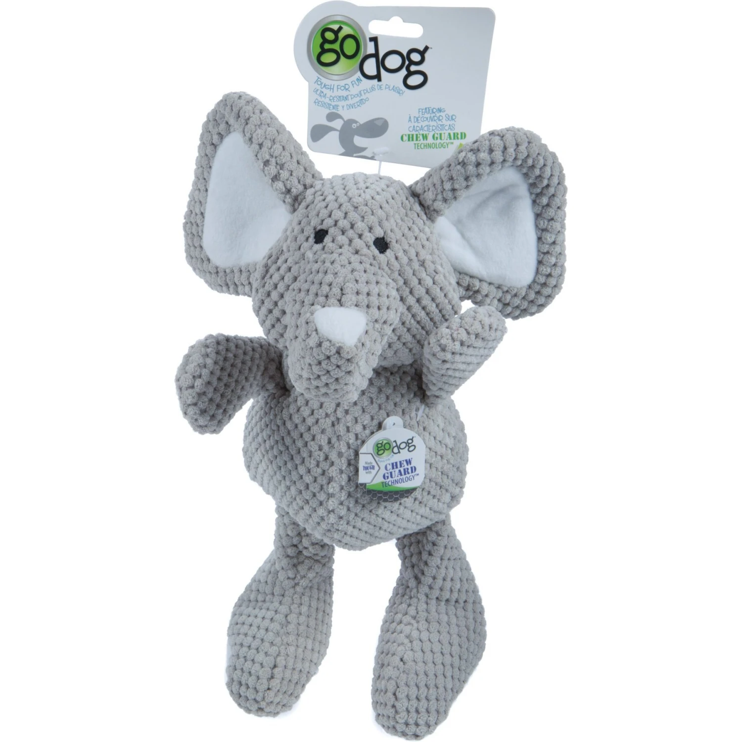 GoDog Checkers Chew Guard Elephant Squeaky Plush Dog Toy 4 GoDog Checkers Chew Guard Elephant Squeaky Plush Dog Toy - Image 4