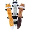 ZippyPaws Skinny Peltz No Stuffing Squeaky Plush Dog Toys, 3-pack