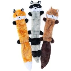 ZippyPaws Skinny Peltz No Stuffing Squeaky Plush Dog Toys, 3-pack