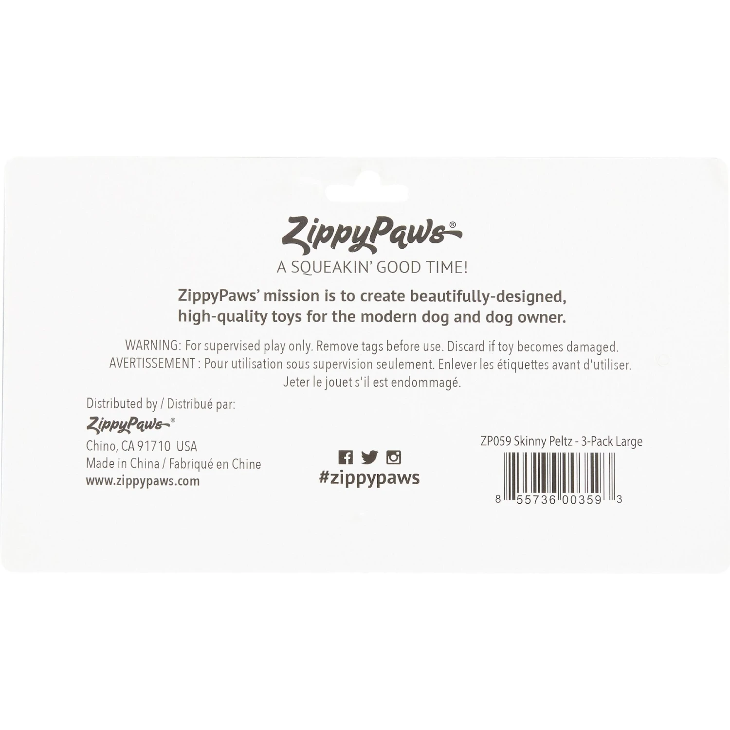 ZippyPaws Skinny Peltz No Stuffing Squeaky Plush Dog Toys, 3-pack 4 ZippyPaws Skinny Peltz No Stuffing Squeaky Plush Dog Toys, 3-pack - Image 4