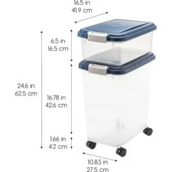 IRIS USA 2-Piece WeatherPro Airtight Stackable Dog Cat & Bird Food Pet Food Storage Container Combo & Treat Box, Navy, 35-lb 9 IRIS USA 2-Piece WeatherPro Airtight Stackable Dog Cat & Bird Food Pet Food Storage Container Combo & Treat Box, Navy, 35-lb -Dog Supply Store 116487 PT2. AC SS1800 V1680787451