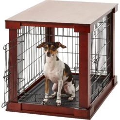 Merry Products Double Door Furniture Style Dog Crate, Mahogany -Dog Supply Store 118021 PT3. AC SS1800 V1569020249