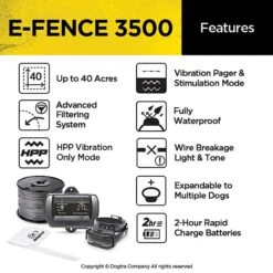 Dogtra E-FENCE 3500 Containment System In-Ground Wired Fence With Rechargeable Wireless Collar -Dog Supply Store 123892 PT2. AC SS1800 V1626190323