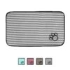Bone Dry Stripe Embroidered Paw Print Dog & Cat Food Mat