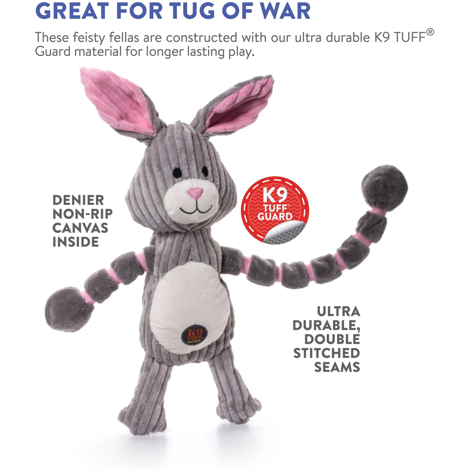 Charming Pet Thunda Tugga Bunny Squeaky Plush Dog Toy 4 Charming Pet Thunda Tugga Bunny Squeaky Plush Dog Toy - Image 4