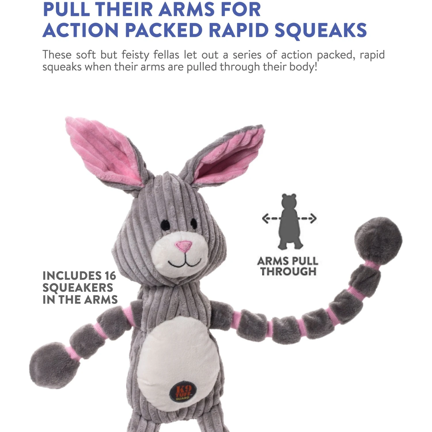 Charming Pet Thunda Tugga Bunny Squeaky Plush Dog Toy 5 Charming Pet Thunda Tugga Bunny Squeaky Plush Dog Toy - Image 5