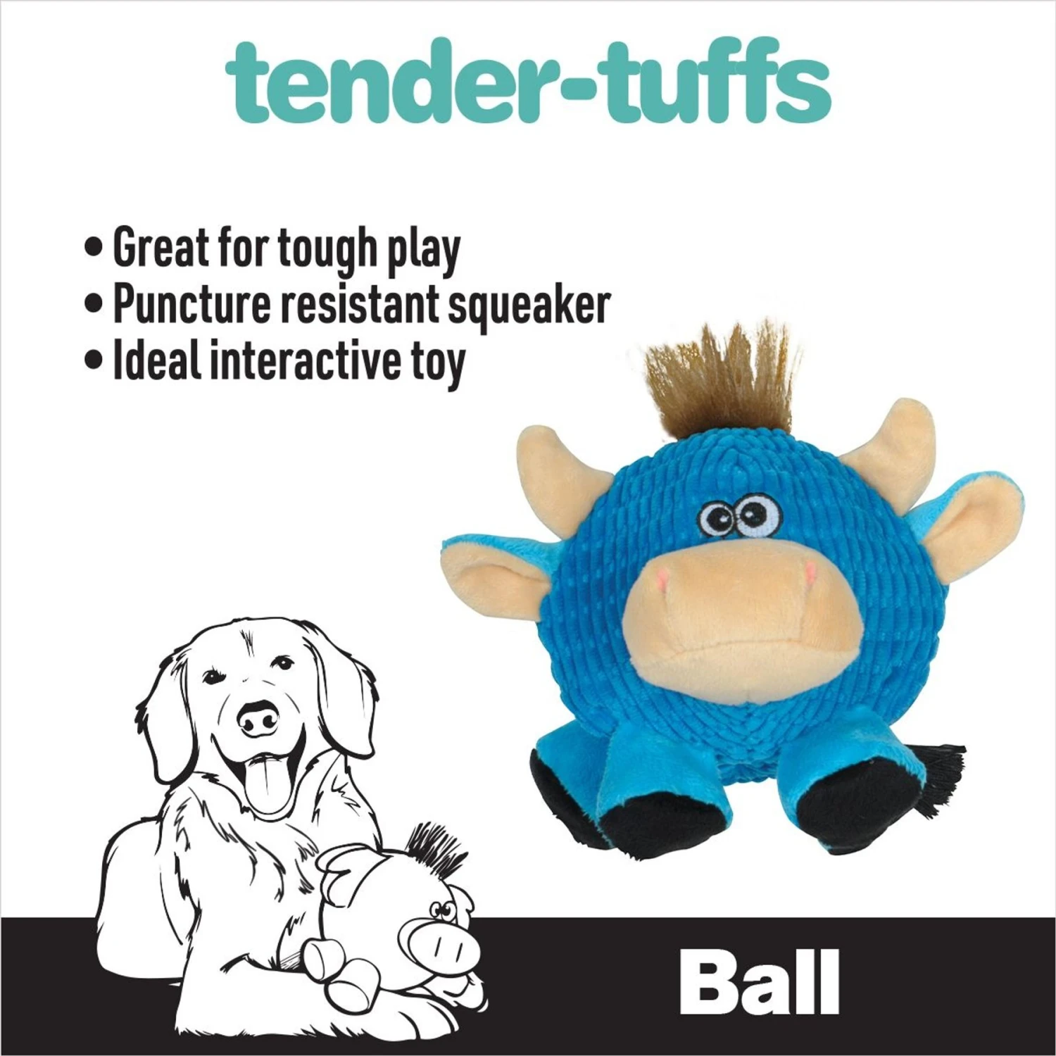 Snuggle Puppy Tender Tuffs Round Blue Cow Plush Squeaky Dog Toy, Blue 2 Snuggle Puppy Tender Tuffs Round Blue Cow Plush Squeaky Dog Toy, Blue - Image 2