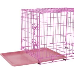 Frisco Fold & Carry Single Door Collapsible Wire Dog Crate, Pink -Dog Supply Store 160806 PT3. AC SS1800 V1561066324