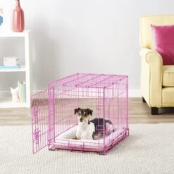 Frisco Fold & Carry Single Door Collapsible Wire Dog Crate, Pink -Dog Supply Store 160806 PT6. AC SS1800 V1561066044