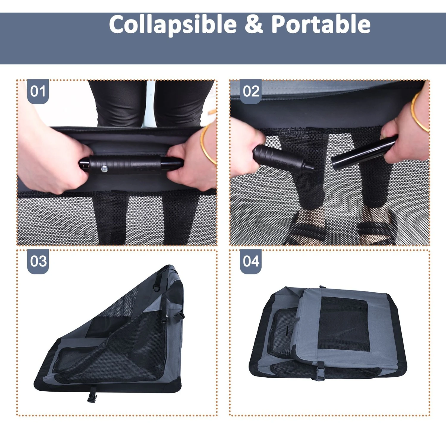 Jespet 3-Door Collapsible Soft-Sided Dog Crate 5 Jespet 3-Door Collapsible Soft-Sided Dog Crate - Image 5