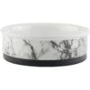 Bone Dry Non-Skid White Marble Ceramic Dog & Cat Bowl Set