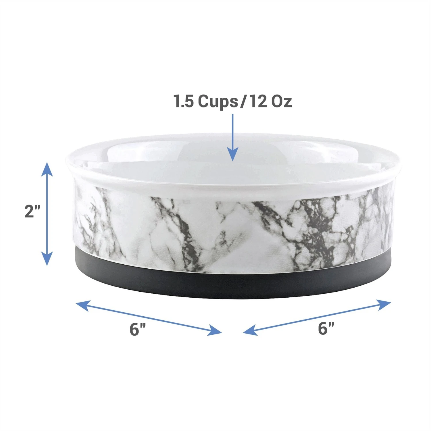 Bone Dry Non-Skid White Marble Ceramic Dog & Cat Bowl Set 2 Bone Dry Non-Skid White Marble Ceramic Dog & Cat Bowl Set - Image 2