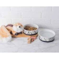 Bone Dry Non-Skid White Marble Ceramic Dog & Cat Bowl Set 11 Bone Dry Non-Skid White Marble Ceramic Dog & Cat Bowl Set -Dog Supply Store 185447 PT2. AC SS1800 V1599186362
