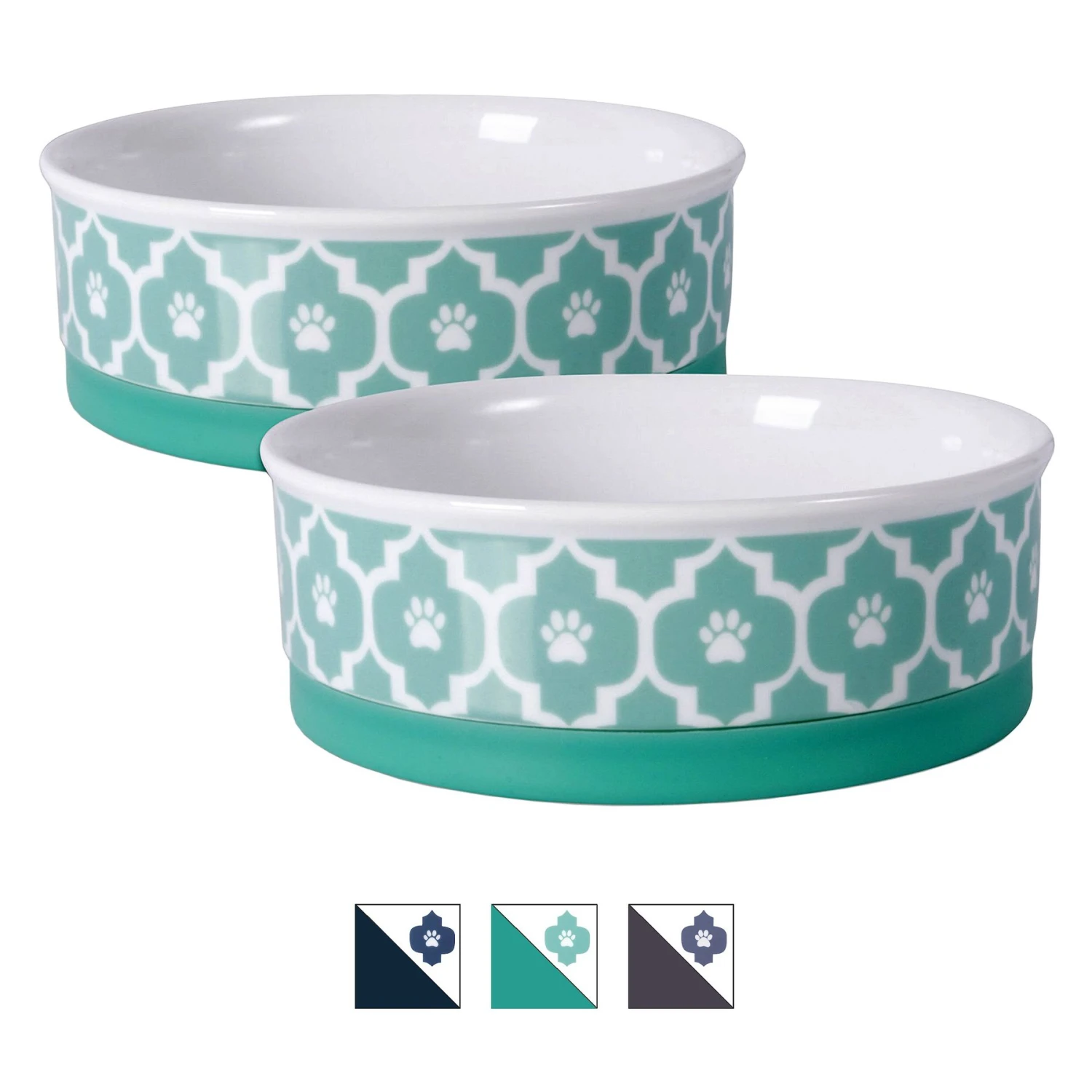 Bone Dry Paw Lattice Print Non-Skid Ceramic Dog & Cat Bowl Set 1 Bone Dry Paw Lattice Print Non-Skid Ceramic Dog & Cat Bowl Set