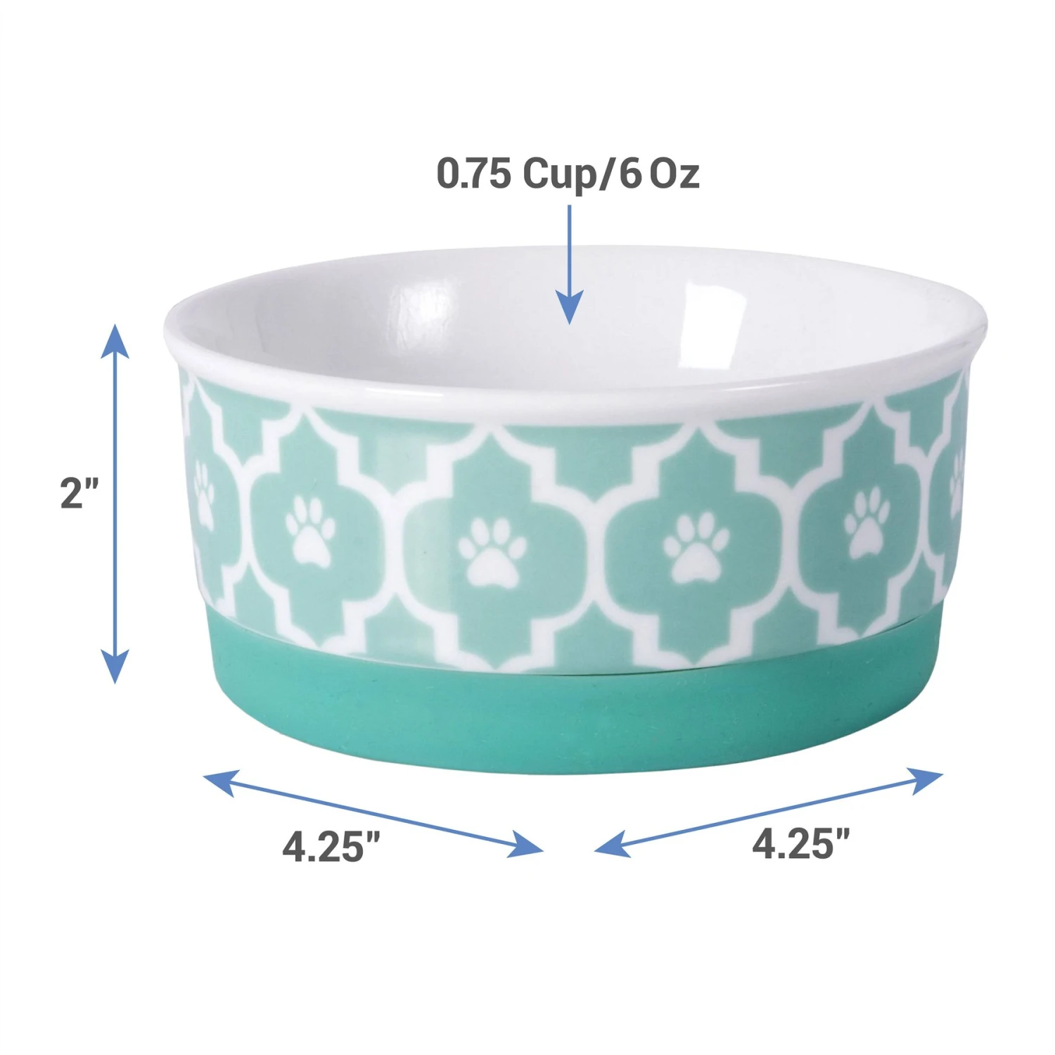 Bone Dry Paw Lattice Print Non-Skid Ceramic Dog & Cat Bowl Set 2 Bone Dry Paw Lattice Print Non-Skid Ceramic Dog & Cat Bowl Set - Image 2