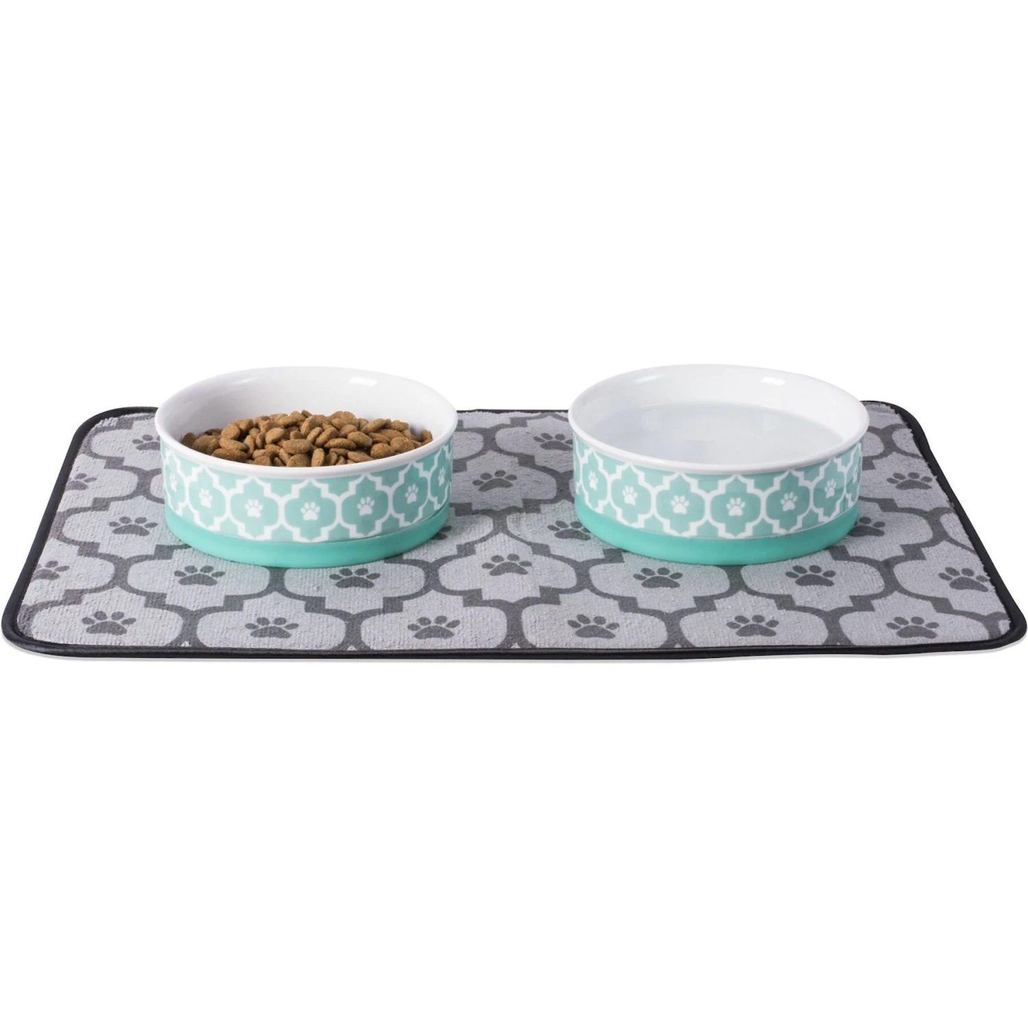Bone Dry Paw Lattice Print Non-Skid Ceramic Dog & Cat Bowl Set 3 Bone Dry Paw Lattice Print Non-Skid Ceramic Dog & Cat Bowl Set - Image 3
