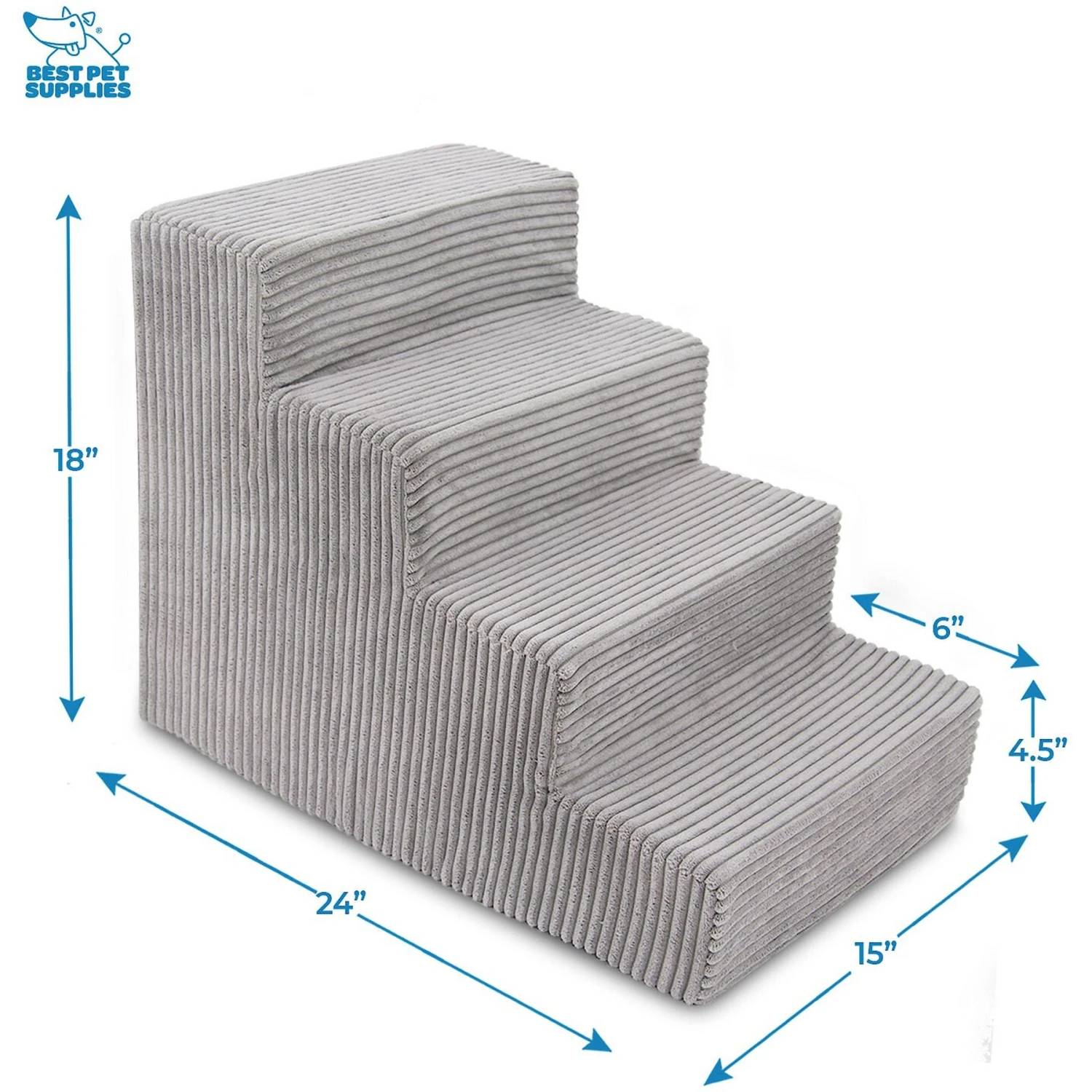 Best Pet Supplies Corduroy & Foam Cat & Dog Stairs 2 Best Pet Supplies Corduroy & Foam Cat & Dog Stairs - Image 2