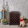 Casual Home Modern Lattice Single Door Furniture Style Dog Crate & End Table
