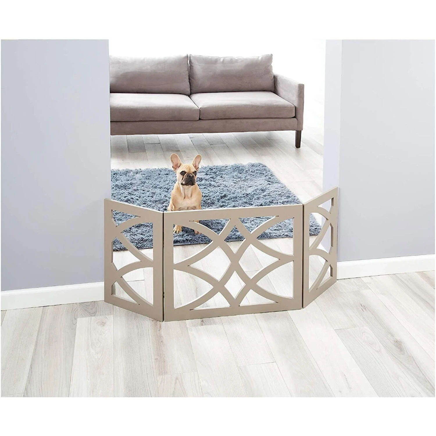 Etna Wooden Curves Pet Gate, Gray 1 Etna Wooden Curves Pet Gate, Gray