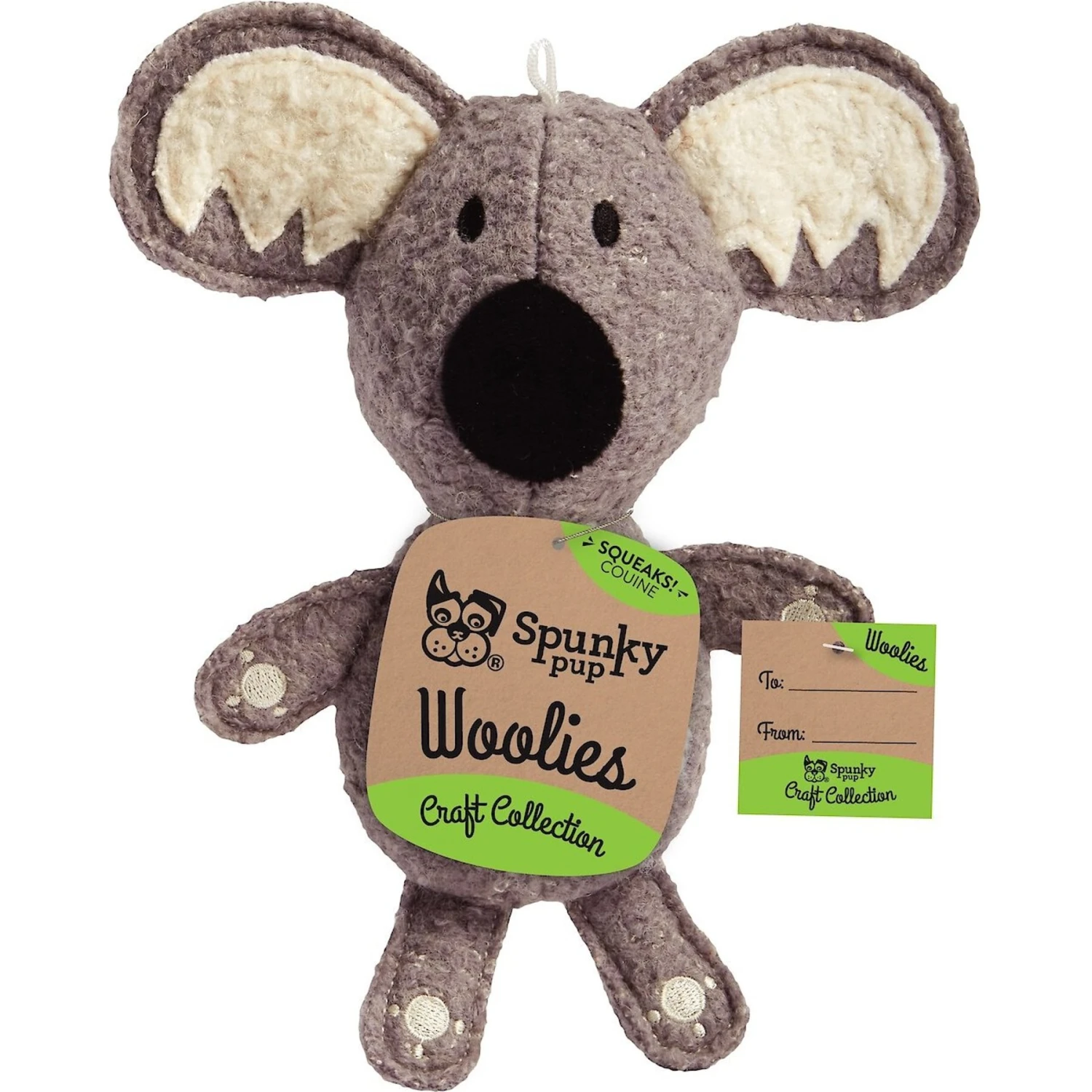 Spunky Pup Woolies Craft Collection Koala Squeaky Plush Dog Toy 1 Spunky Pup Woolies Craft Collection Koala Squeaky Plush Dog Toy