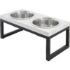 Frisco Marble Print Stainless Steel Double Elevated Dog Bowl