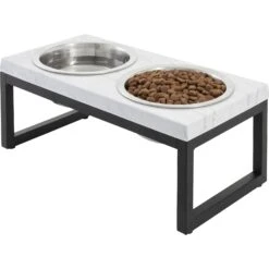Frisco Marble Print Stainless Steel Double Elevated Dog Bowl -Dog Supply Store 216017 PT2. AC SS1800 V1591020395