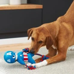 Marvel 's Captain America Plush With Rope Squeaky Dog Toy -Dog Supply Store 220615 PT2. AC SS1800 V1612365157