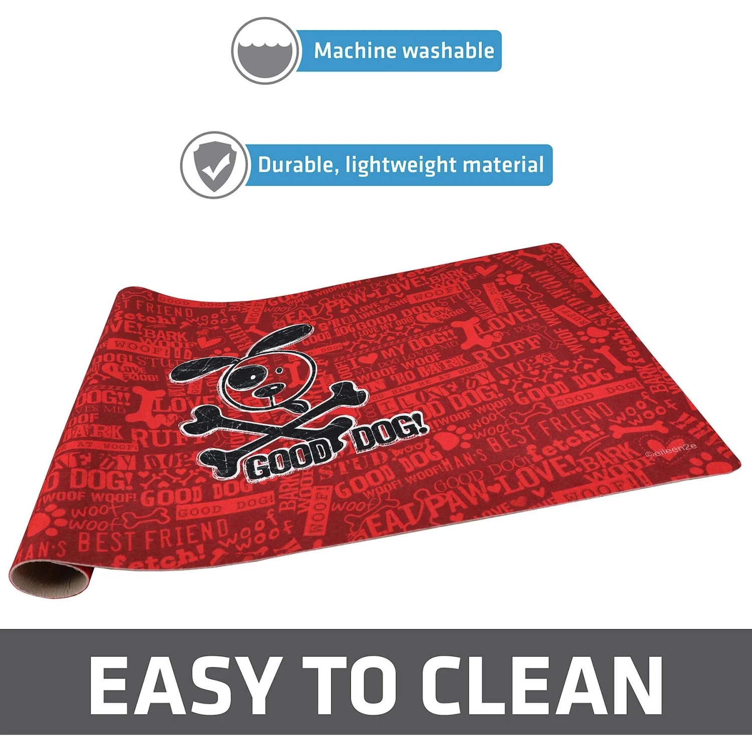 Drymate Red Good Dog Cross Bones Dog Bowl Place Mat 5 Drymate Red Good Dog Cross Bones Dog Bowl Place Mat - Image 5