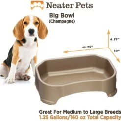 Neater Pets Big Bowl Non-Skid Polypropylene Pet Bowl, Champagne -Dog Supply Store 224739 PT3. AC SS1800 V1631161316