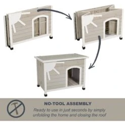 MidWest Eillo Folding Outdoor Wood Dog House, Beige -Dog Supply Store 226370 PT2. AC SS1800 V1583958497