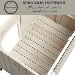 MidWest Eillo Folding Outdoor Wood Dog House, Beige -Dog Supply Store 226370 PT5. AC SS1800 V1583958814