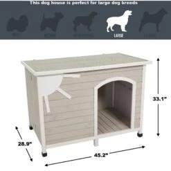 MidWest Eillo Folding Outdoor Wood Dog House, Beige -Dog Supply Store 226370 PT7. AC SS1800 V1583958816