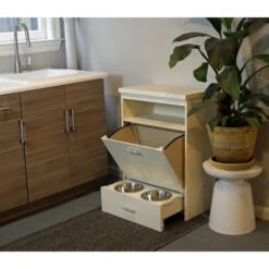 New Age Pet Dog Food Pantry W/ Double Bowl -Dog Supply Store 229987 PT7. AC SS1800 V1586882852