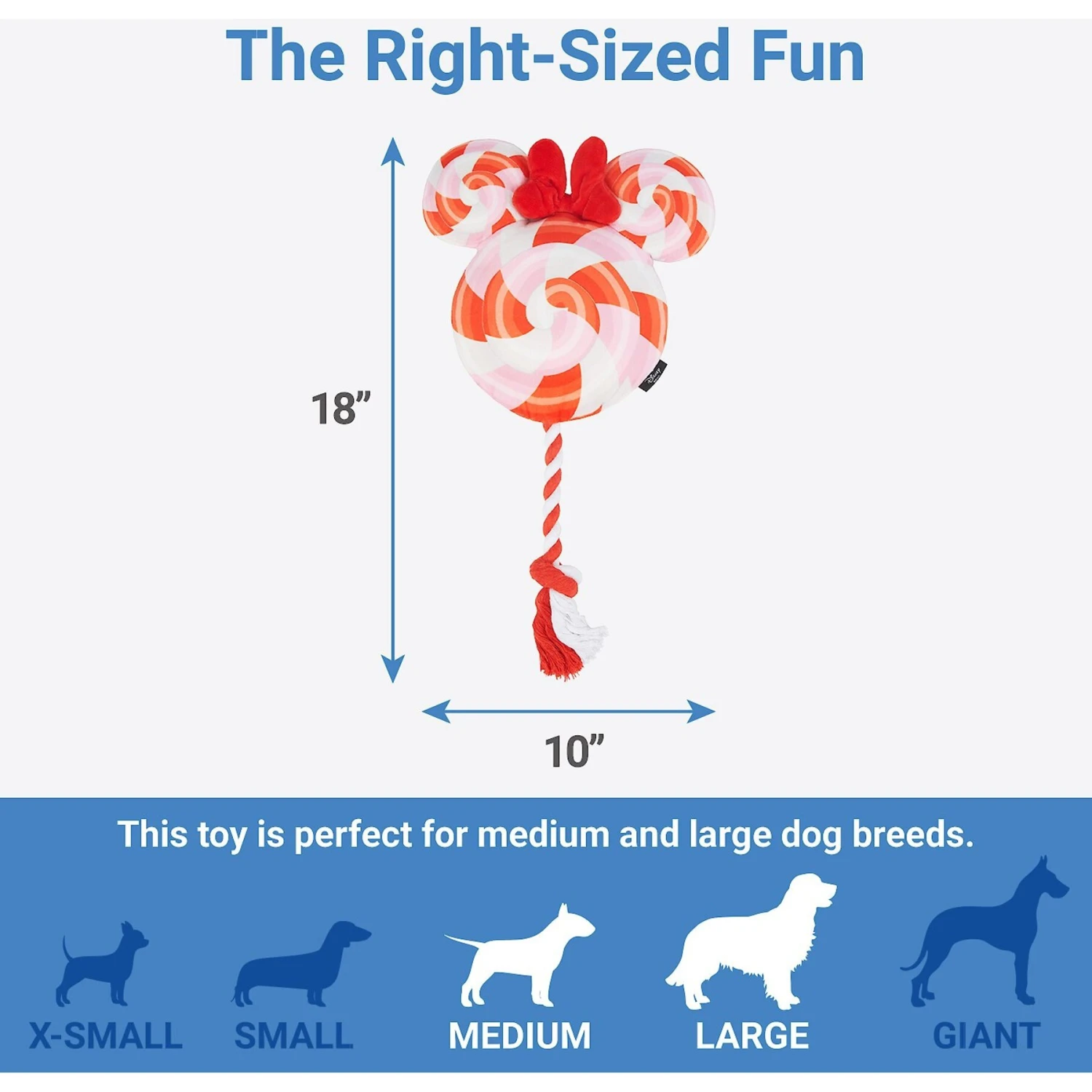 Disney Minnie Mouse Lollipop Plush With Rope Squeaky Dog Toy 2 Disney Minnie Mouse Lollipop Plush With Rope Squeaky Dog Toy - Image 2