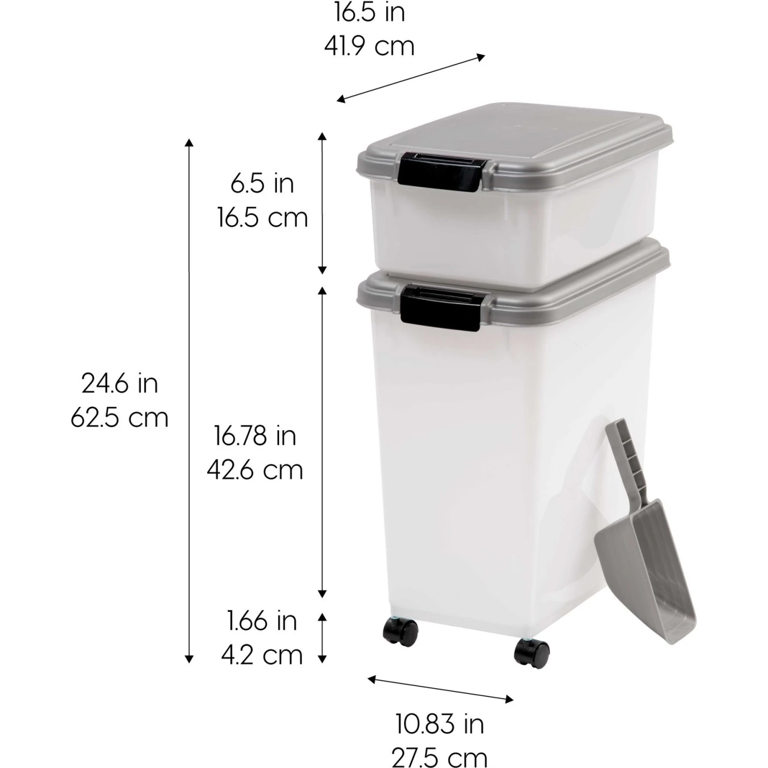 IRIS USA 3-Piece WeatherPro Airtight Stackable Dog, Cat & Bird Food Storage Container Combo With Scoop & Treat Box 3 IRIS USA 3-Piece WeatherPro Airtight Stackable Dog, Cat & Bird Food Storage Container Combo With Scoop & Treat Box - Image 3