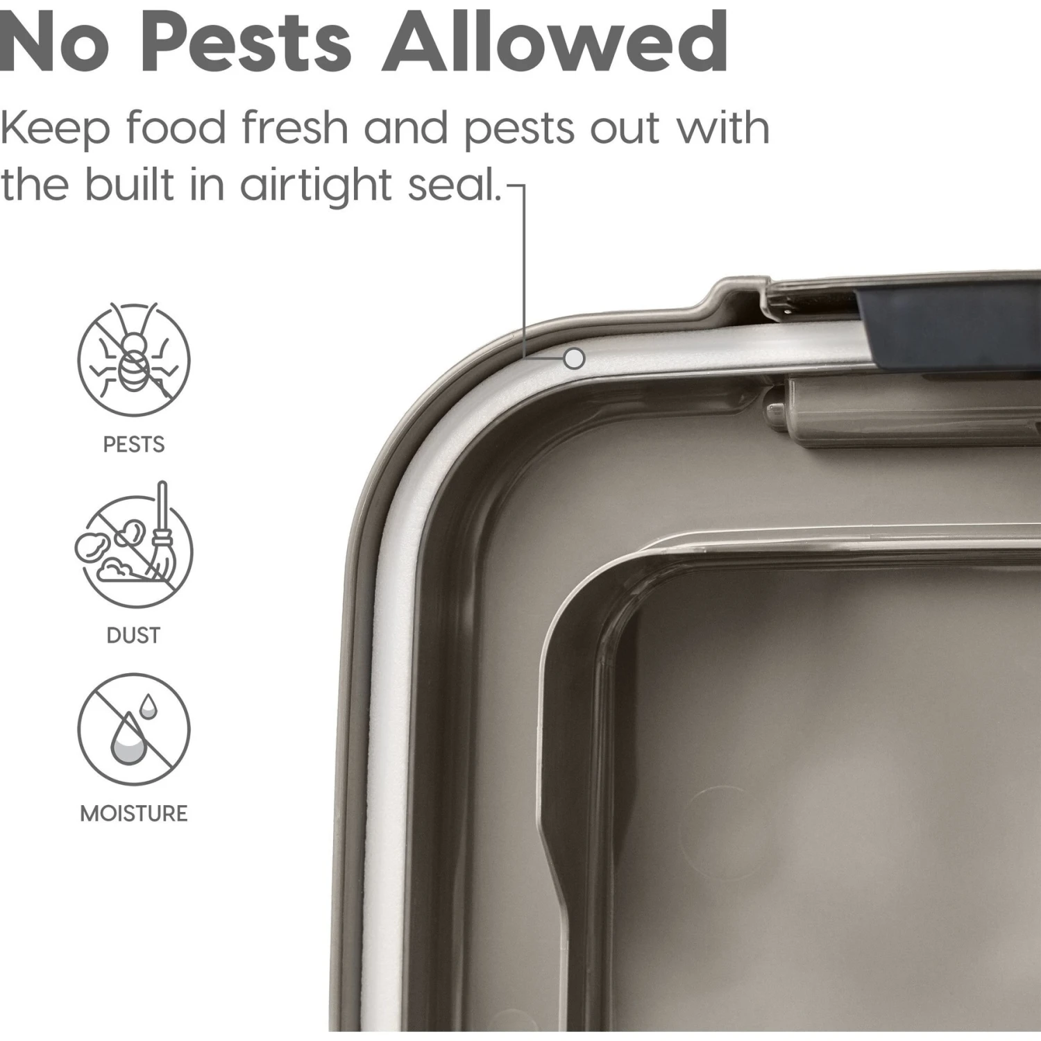 IRIS USA 3-Piece WeatherPro Airtight Stackable Dog, Cat & Bird Food Storage Container Combo With Scoop & Treat Box 5 IRIS USA 3-Piece WeatherPro Airtight Stackable Dog, Cat & Bird Food Storage Container Combo With Scoop & Treat Box - Image 5