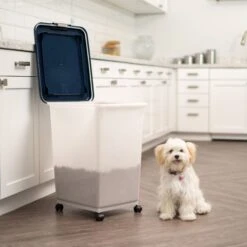 IRIS USA WeatherPro Airtight Dog, Cat, Bird & Other Pet Food Storage Bin Container With Attachable Casters -Dog Supply Store 231638 PT2. AC SS1800 V1680813222