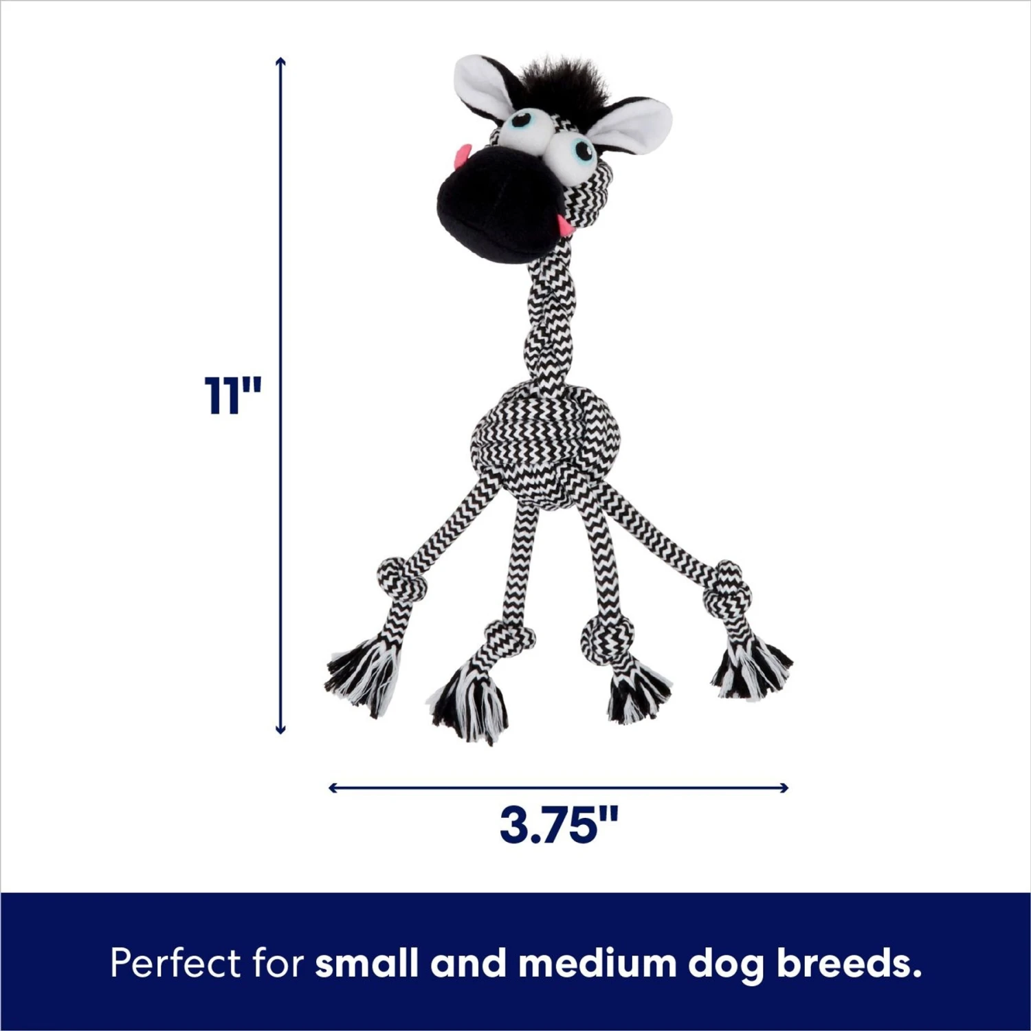 Frisco Zebra Rope Squeaky Dog Toy 2 Frisco Zebra Rope Squeaky Dog Toy - Image 2