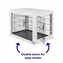 Frisco Double Door Furniture Style Dog Crate, White -Dog Supply Store 253029 PT3. AC SS1800 V1617644305