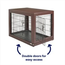 Frisco Double Door Furniture Style Dog Crate, Brown -Dog Supply Store 253033 PT3. AC SS1800 V1617644270
