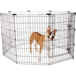 Frisco Heavy Duty Fold & Carry Double Door Collapsible Wire Dog Crate & Frisco Wire Dog & Small Pet Exercise Pen With Step-Through Door -Dog Supply Store 255537 PT4. AC SS1800 V1603646503