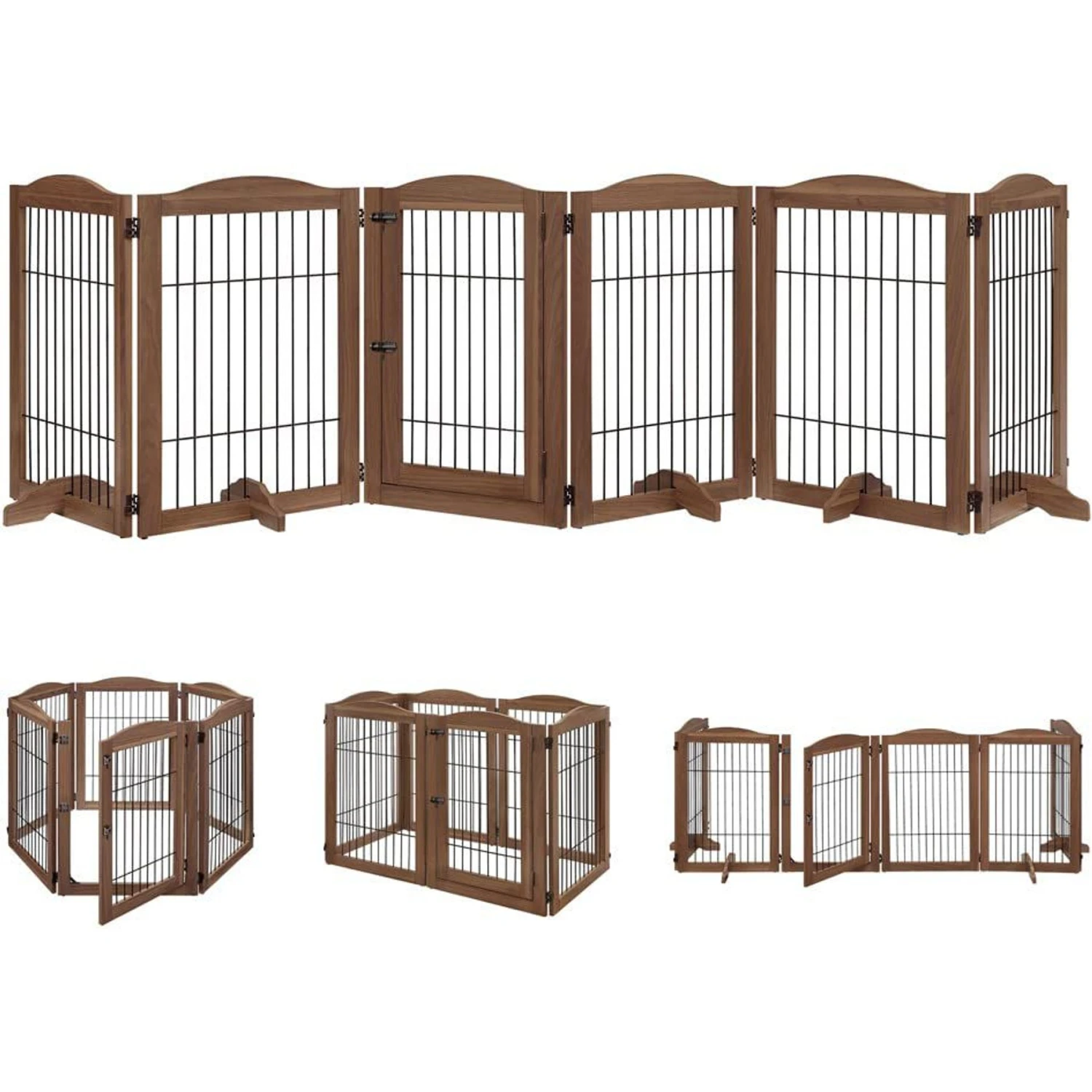 Unipaws 6 Panel Wire Dog Playpen Freestanding Pet Gate 2 Unipaws 6 Panel Wire Dog Playpen Freestanding Pet Gate - Image 2