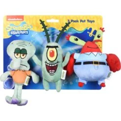 Fetch For Pets SpongeBob Squidward, Plankton & Mr. Krabs Squeaky Plush Dog Toys, 3 Count