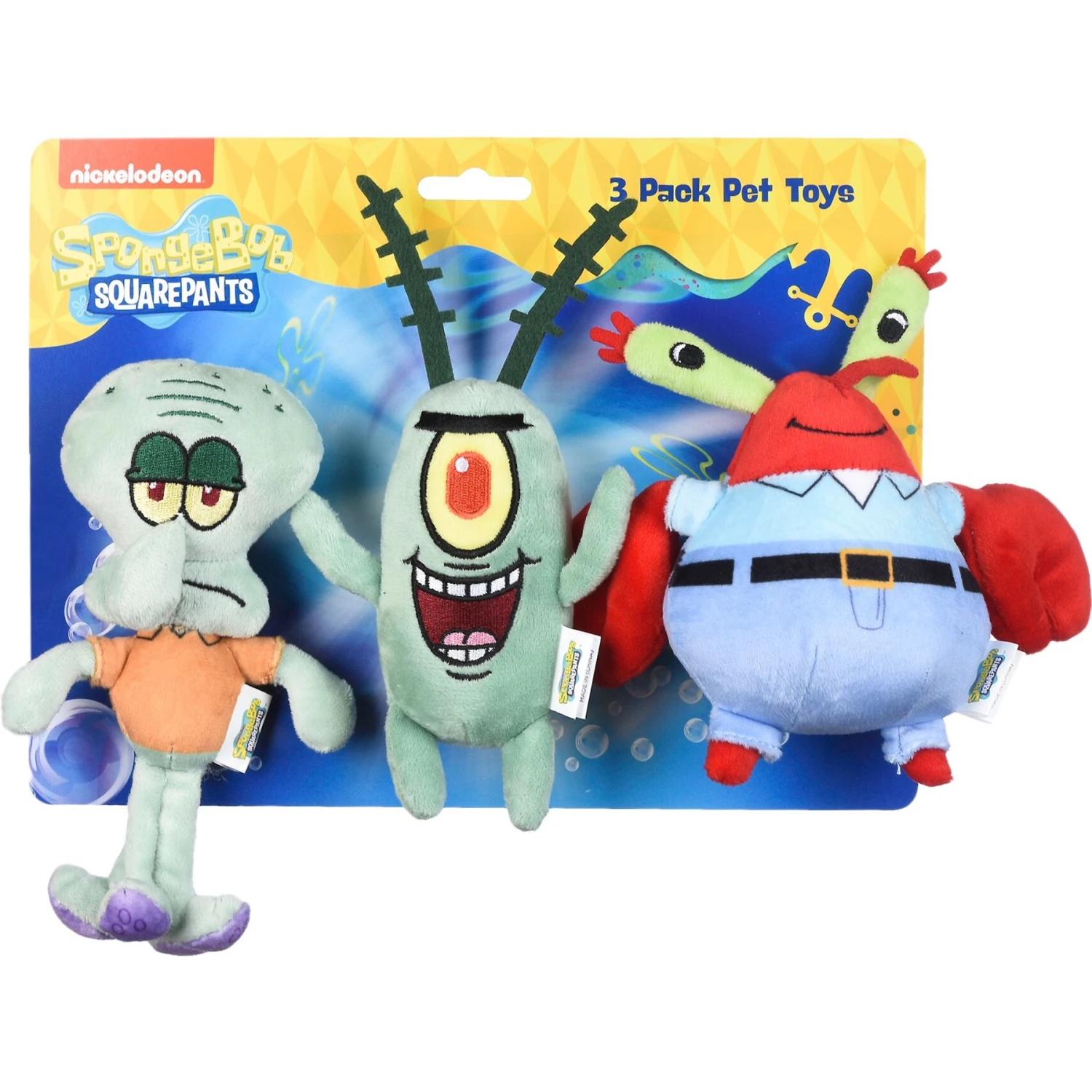 Fetch For Pets SpongeBob Squidward, Plankton & Mr. Krabs Squeaky Plush Dog Toys, 3 Count 1 Fetch For Pets SpongeBob Squidward, Plankton & Mr. Krabs Squeaky Plush Dog Toys, 3 Count