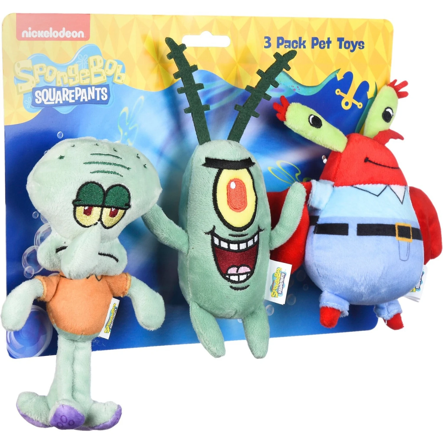 Fetch For Pets SpongeBob Squidward, Plankton & Mr. Krabs Squeaky Plush Dog Toys, 3 Count 2 Fetch For Pets SpongeBob Squidward, Plankton & Mr. Krabs Squeaky Plush Dog Toys, 3 Count - Image 2