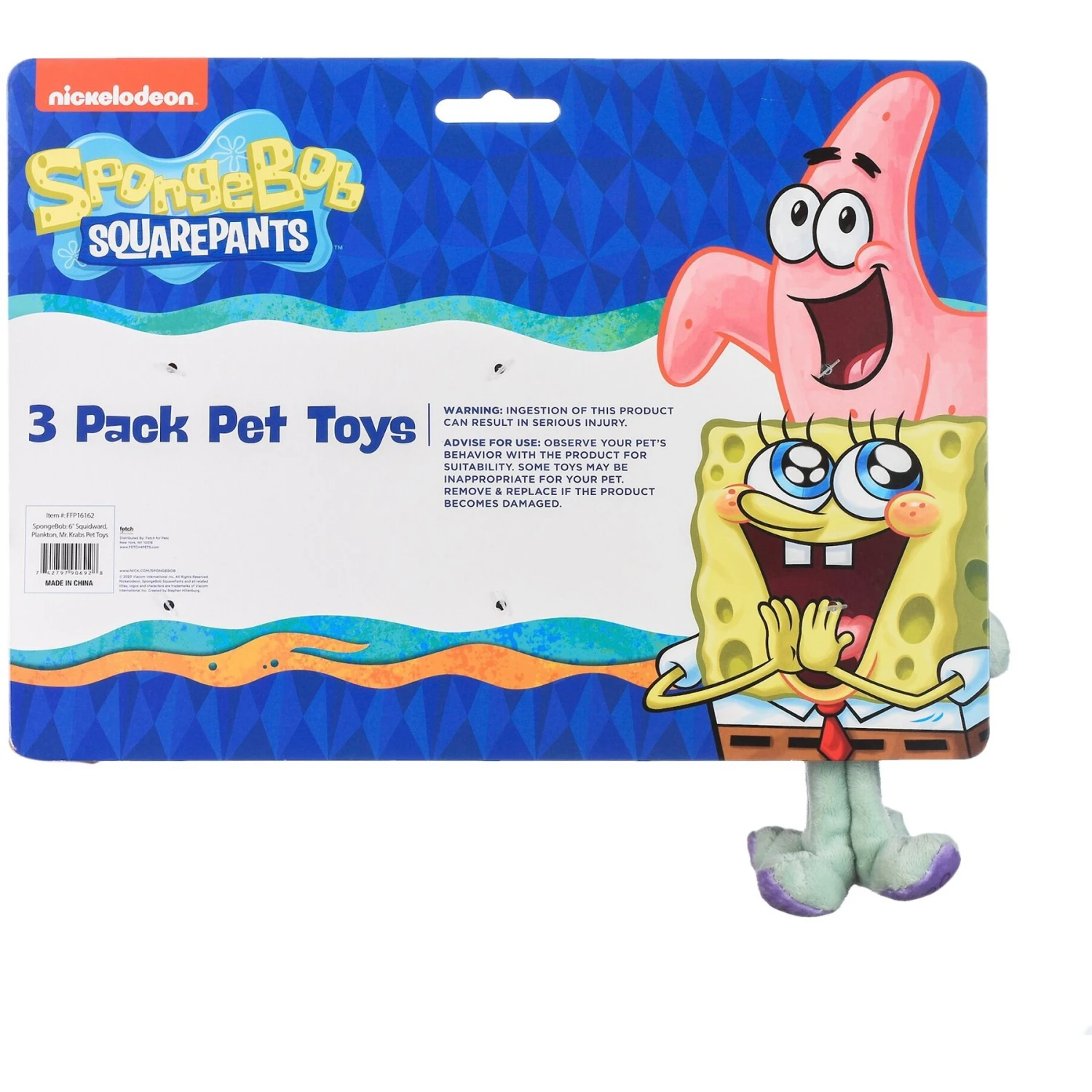 Fetch For Pets SpongeBob Squidward, Plankton & Mr. Krabs Squeaky Plush Dog Toys, 3 Count 3 Fetch For Pets SpongeBob Squidward, Plankton & Mr. Krabs Squeaky Plush Dog Toys, 3 Count - Image 3