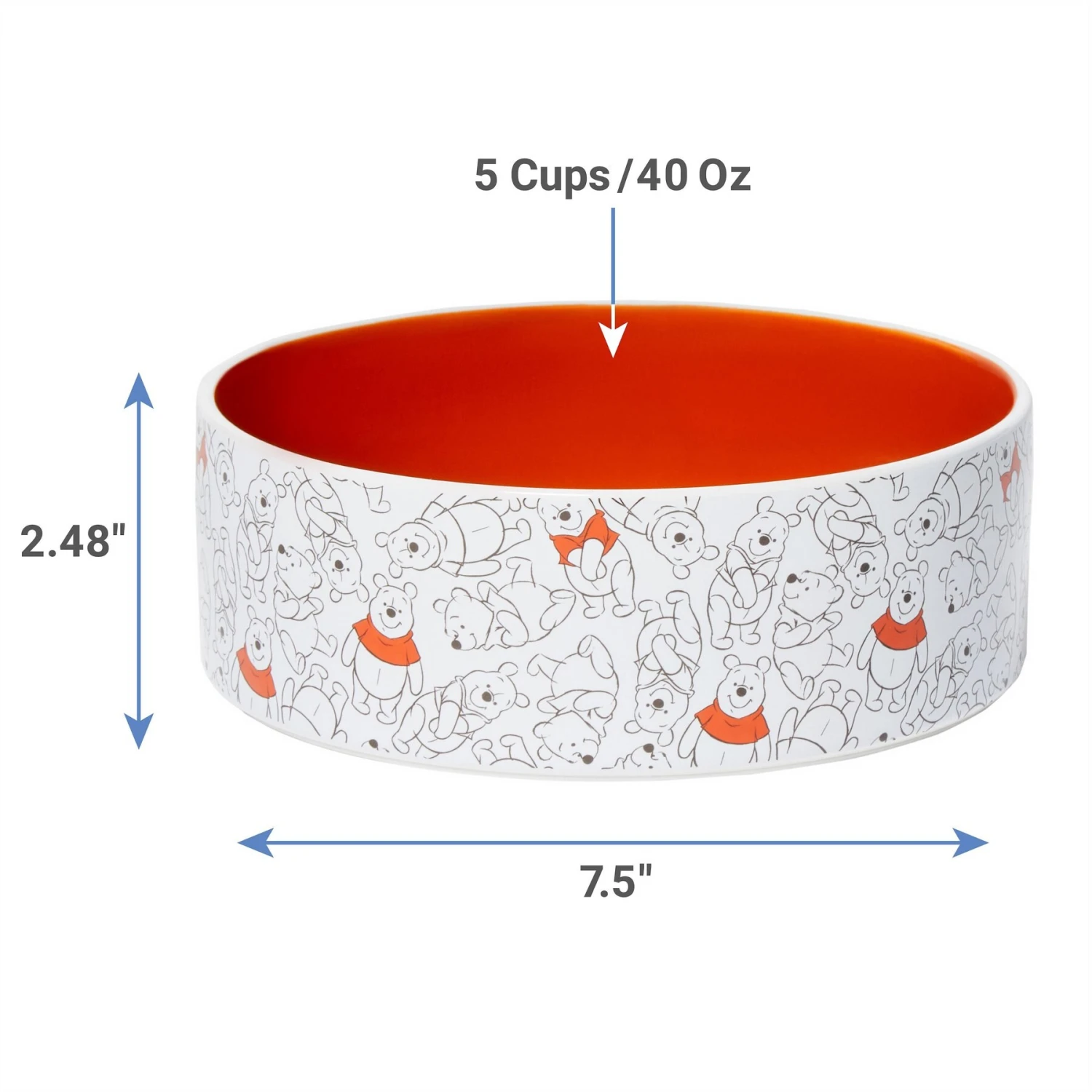 Disney Winnie The Pooh Orange No-Skid Ceramic Dog & Cat Bowl 2 Disney Winnie The Pooh Orange No-Skid Ceramic Dog & Cat Bowl - Image 2