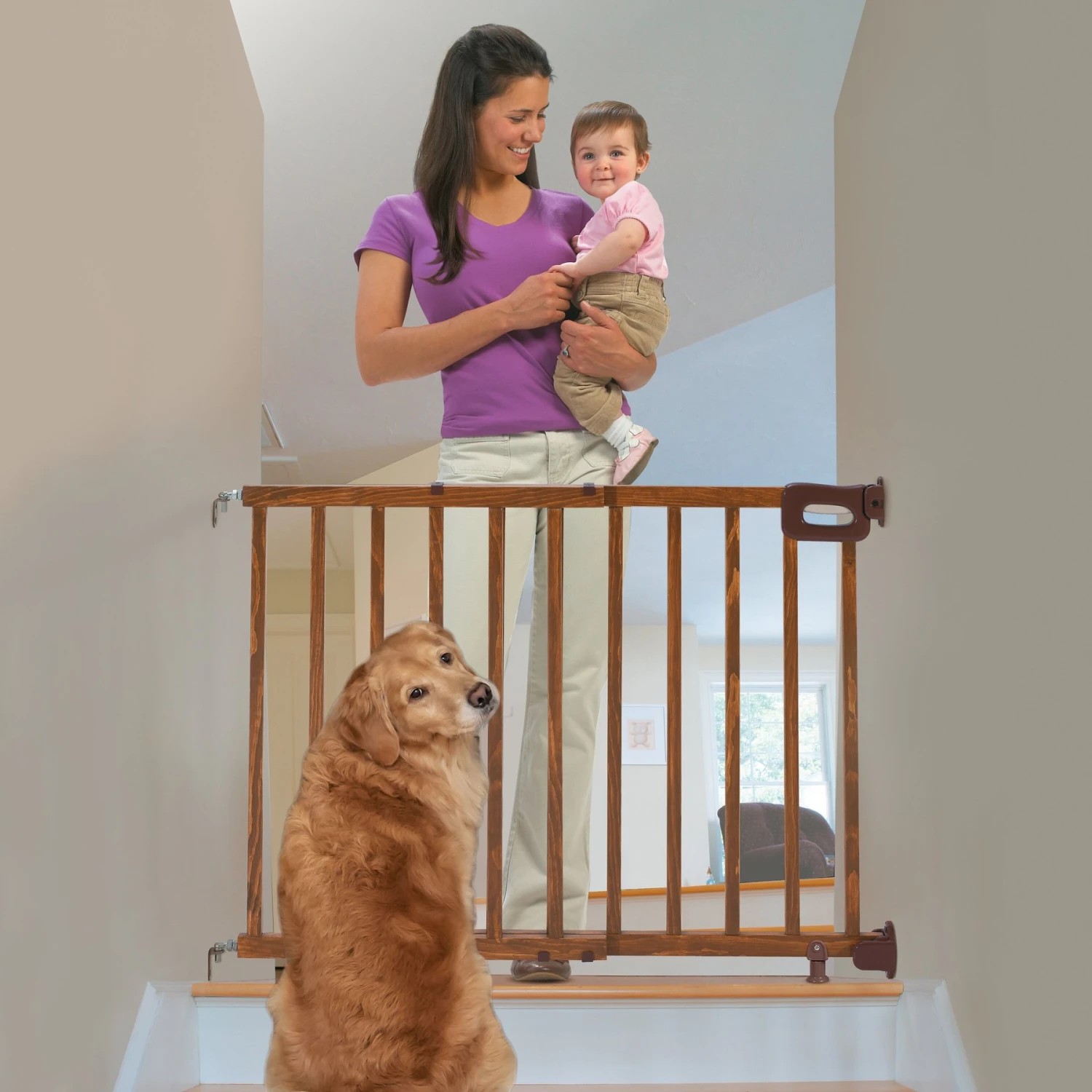 Summer Deluxe Stairway Simple To Secure Wood Dog Gate 1 Summer Deluxe Stairway Simple To Secure Wood Dog Gate