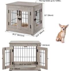 Unipaws Wooden Wire Dog Crate Furniture End Table -Dog Supply Store 299112 PT3. AC SS1800 V1664534158