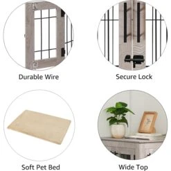 Unipaws Wooden Wire Dog Crate Furniture End Table -Dog Supply Store 299112 PT5. AC SS1800 V1664533710